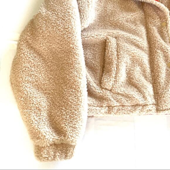 BP Nordstrom Sherpa Jacket Beige with Orange Accents Size Small - Picture 11 of 16